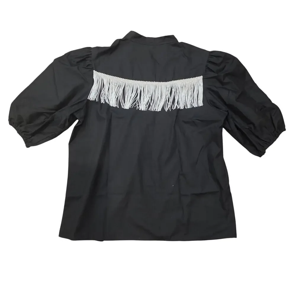 Vintage Malco Modes swuare dance puff sleeve top sz L